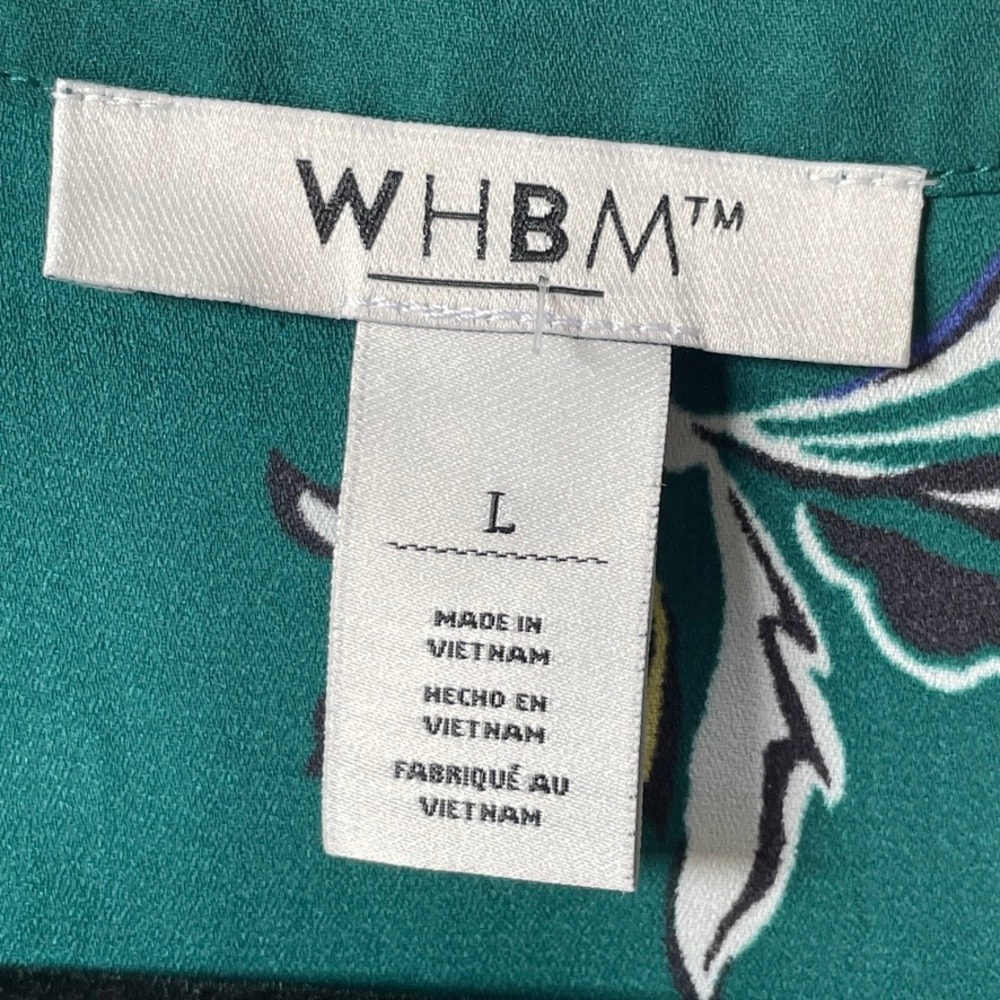 WHBM White House Black‎ Market Large Forest Green Floral V Neck Blouse Top - Picture 3 of 8